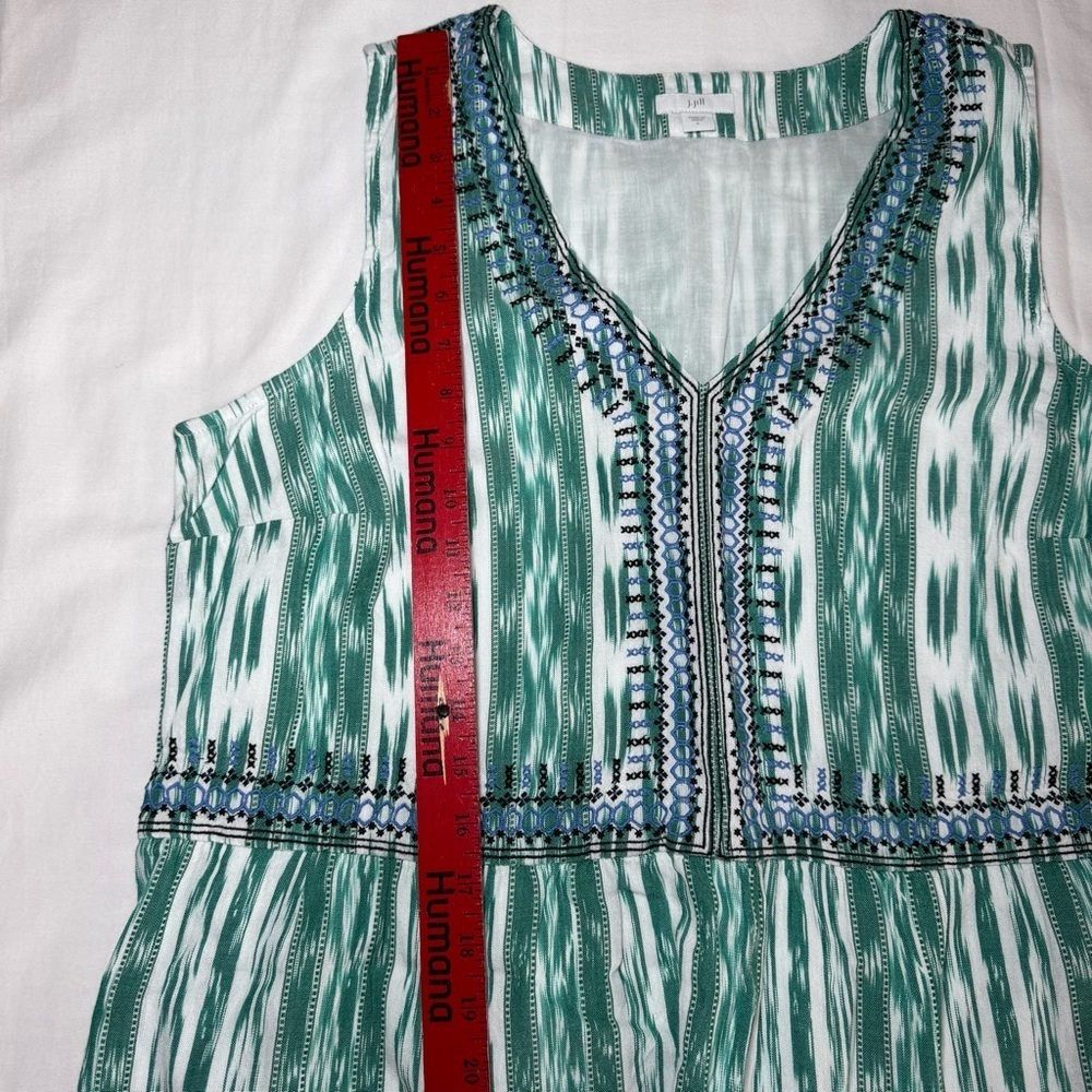 J Jill Embroidered V Neck Luxurious Cotton Dress Boho Beach Vaca Pockets Large - Picture 10 of 11